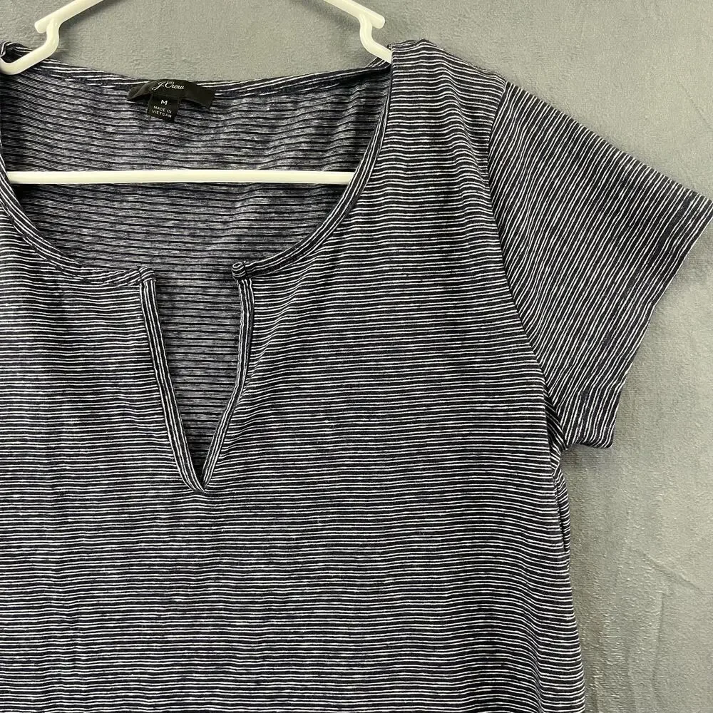 Preppy J. Crew Fitted Shirt Horizontal Matrix Lines Casual Boating Womens Medium